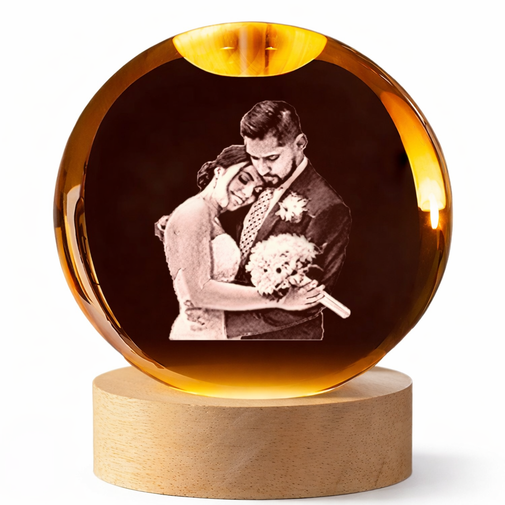Lámpara de Cristal Personalizada 2D con Foto – Regalo Emocional con Luz LED