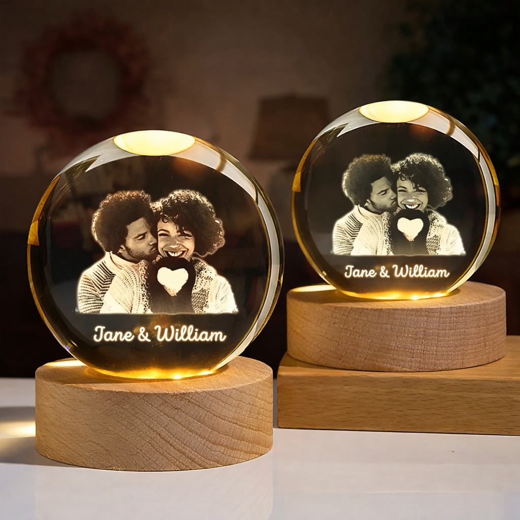Lámpara de Cristal Personalizada 2D con Foto – Regalo Emocional con Luz LED