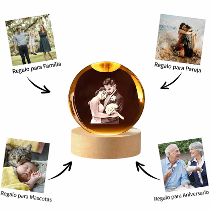 Lámpara de Cristal Personalizada 2D con Foto – Regalo Emocional con Luz LED